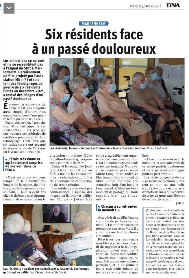 Six résidents face à un passé douloureux